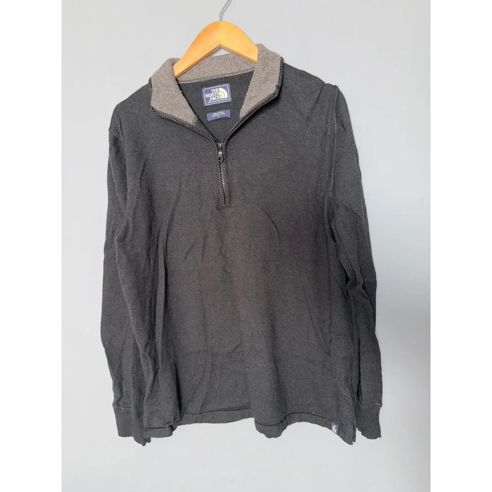 The North Face Mens Quarter Zip Pullover Sweater Black Casual Long Sleeve Size L